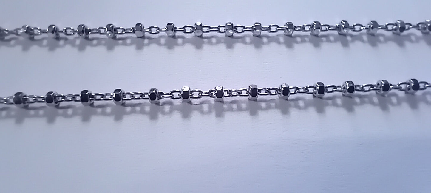 Catena dadi argento 925 rodiato