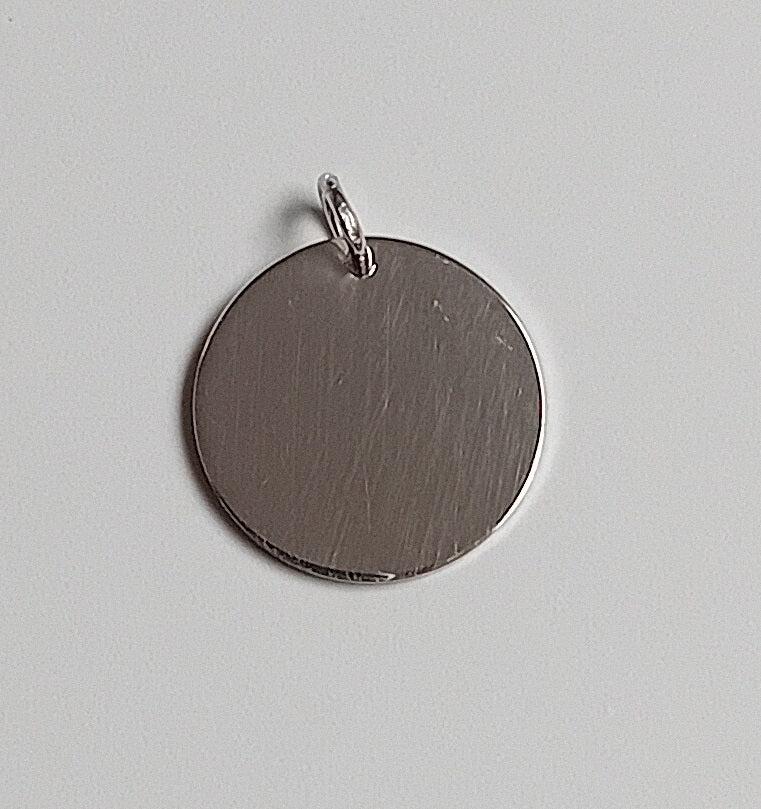 Piastrina tonda argento 925 rodiato